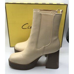 Circus by Sam Edelman Boots Womens Size 10 Stace Platform Chelsea Vanilla Glossy